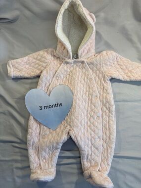 Nordstrom Pink Quilted Baby Footie Bunting Bag with Bear Ears